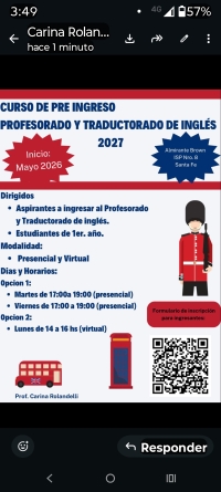 Cursos de pre ingreso 2027 del Profesorado y Traductorado de Ingl&eacute;s